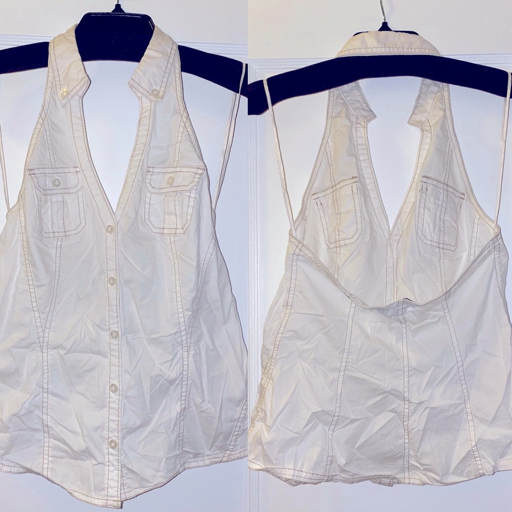 A|X Armani Exchange halter button down tank